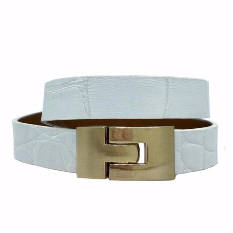 Gucci Crocodile Belt With Double G Buckle in Green