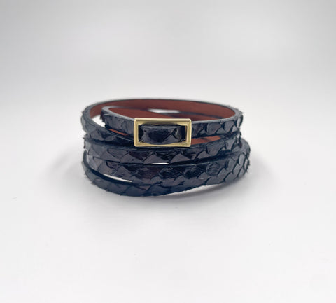 SALE Six Wrap Bracelet Black Anaconda