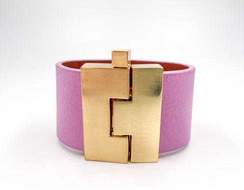 NEW Orchid pebbled Leather Wide Jigsaw Cuff