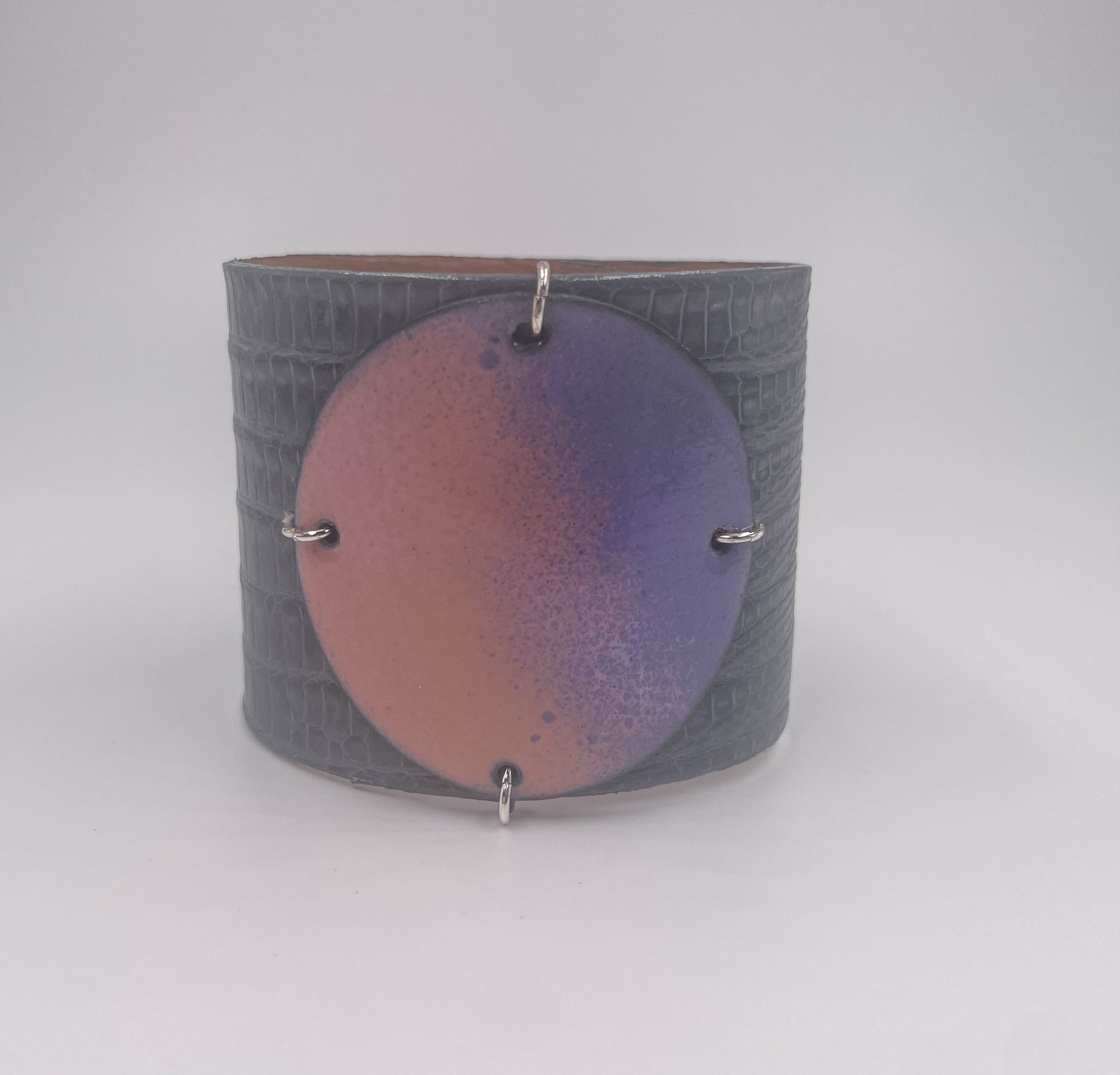 SALE Cloud on Grey Lizard Wide Enamel Cuff