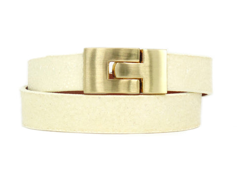 Ivory White Double Leather Bracelet