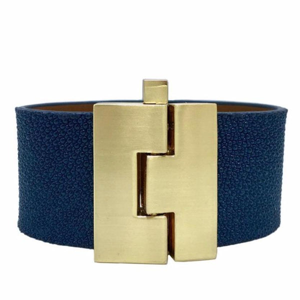 SALE Wide Navy Stingray Jigsaw Cuff